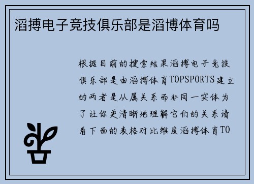 滔搏电子竞技俱乐部是滔博体育吗